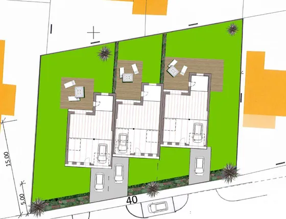 Plan de division du terrain en trois lots à bâtir, à Échirolles.